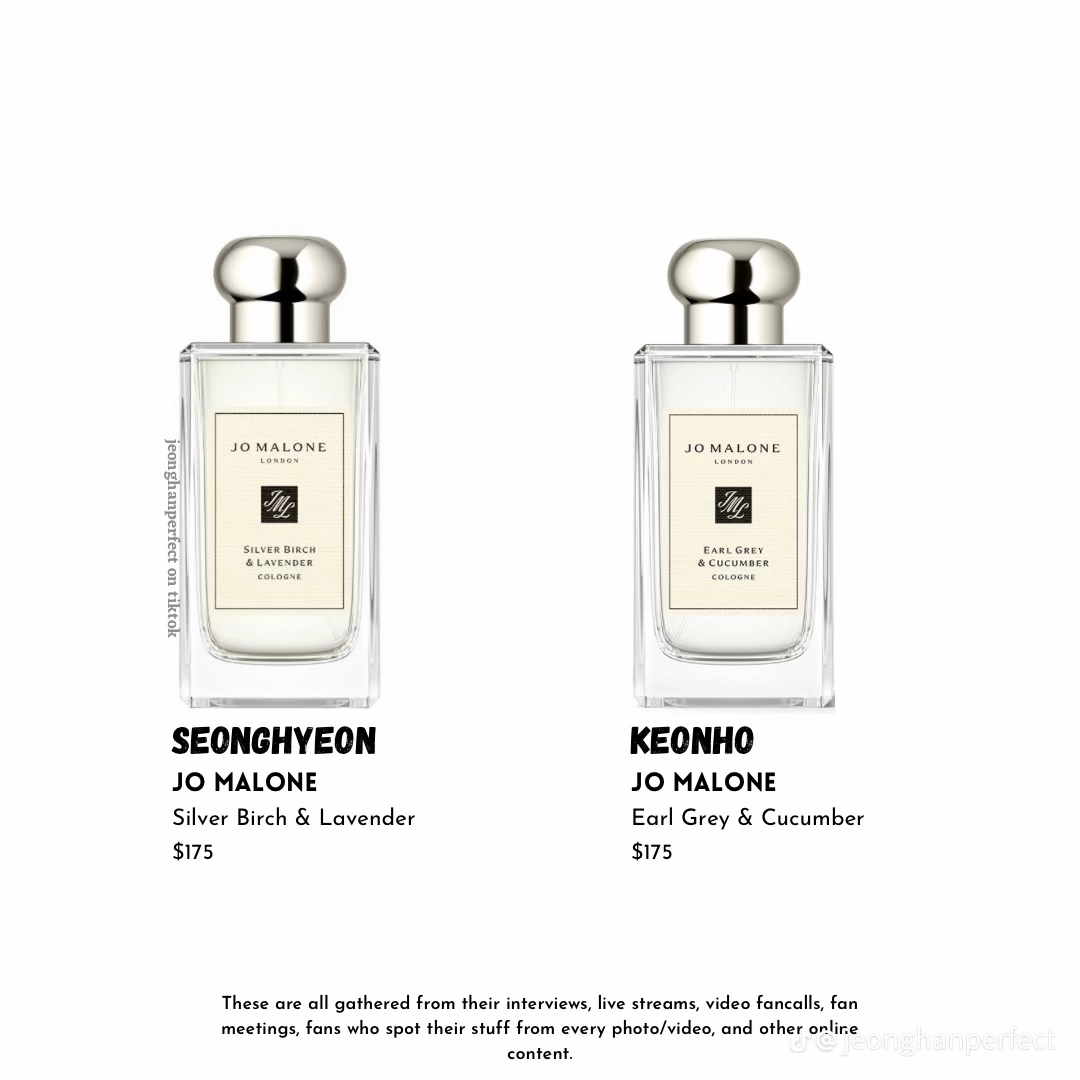 Chart of the Jo Malone London colognes Seonghyeon and Keonho of CORTIS wear
