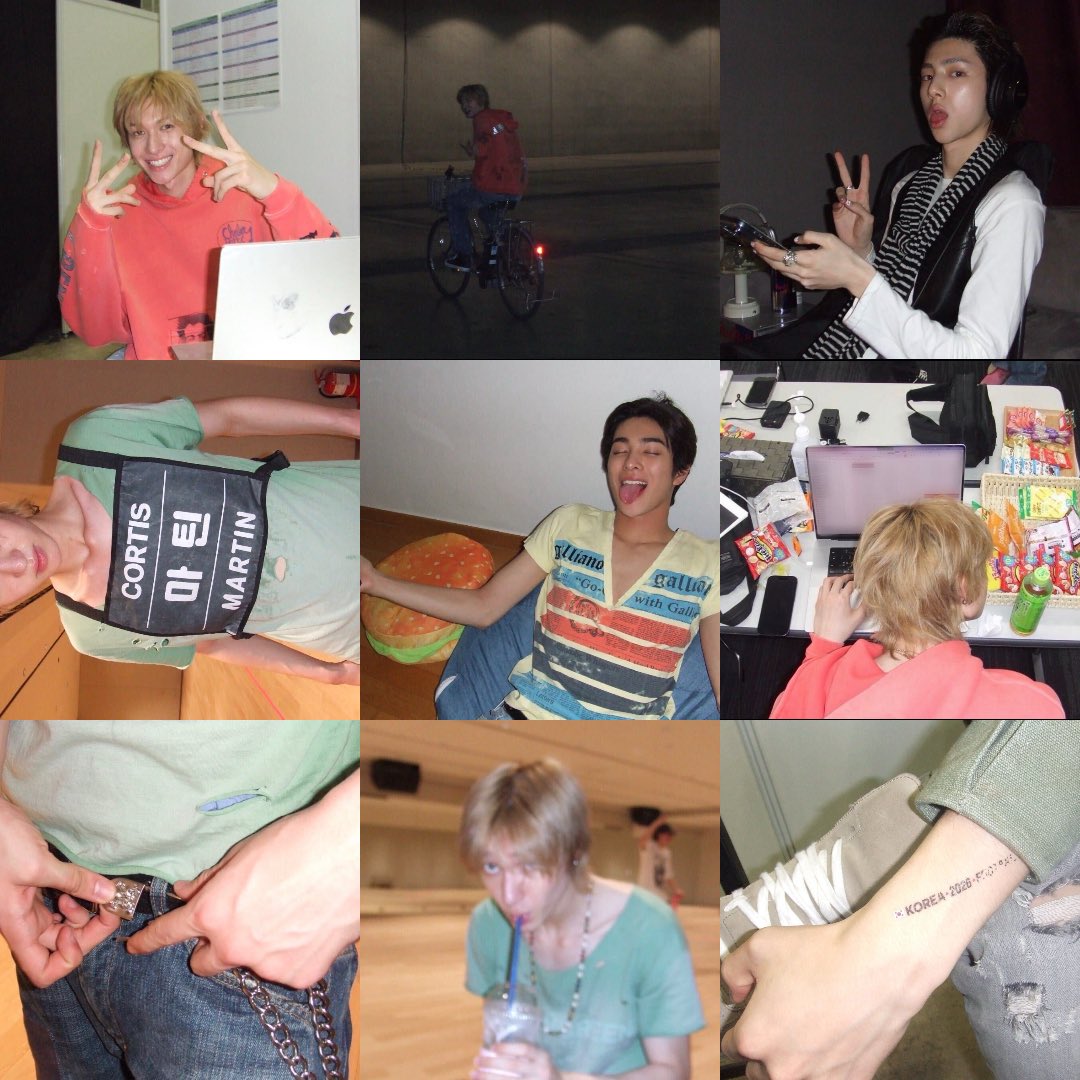 A grid of nine behind the scenes photos of CORTIS taken by Martin on his Fujifilm FinePix Z2