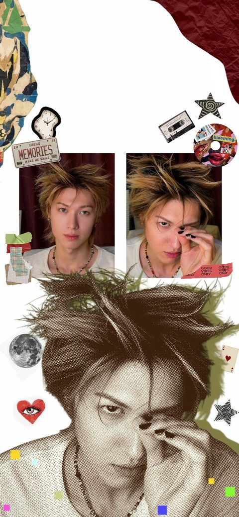 CORTIS Martin phone wallpaper, memories collage with halftone portraits