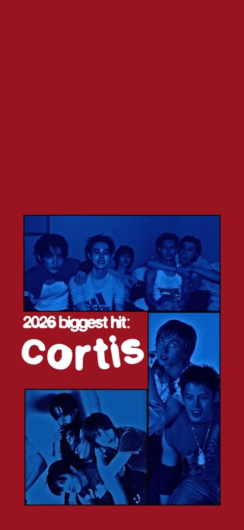 CORTIS phone wallpaper in red and blue, 2026 biggest hit