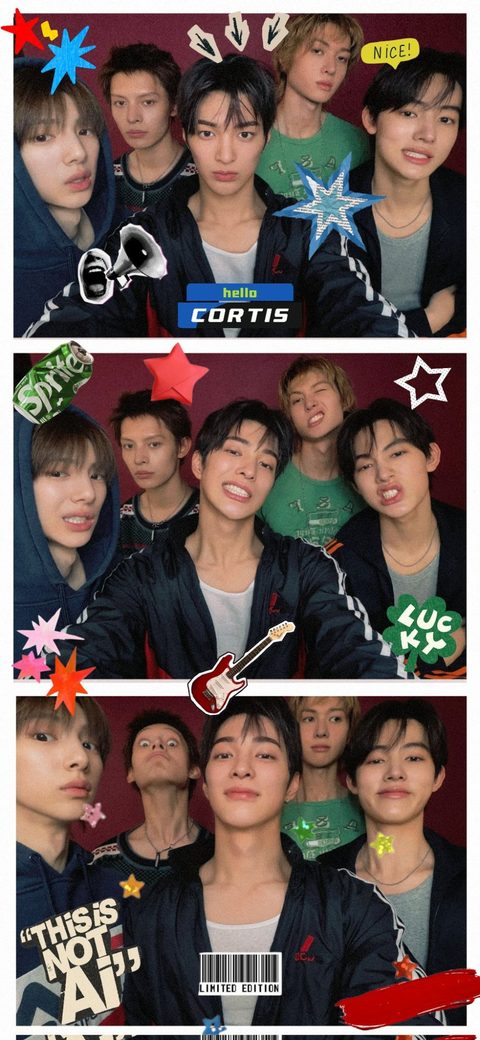 CORTIS OT5 phone wallpaper, hello CORTIS sticker collage with all five members