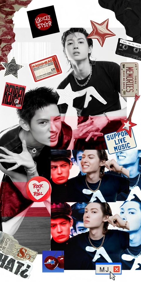 CORTIS PRODZ phone wallpaper with James and Martin, rock star sticker collage