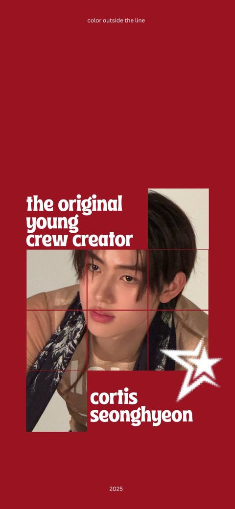 CORTIS Seonghyeon phone wallpaper in red, the original young crew creator